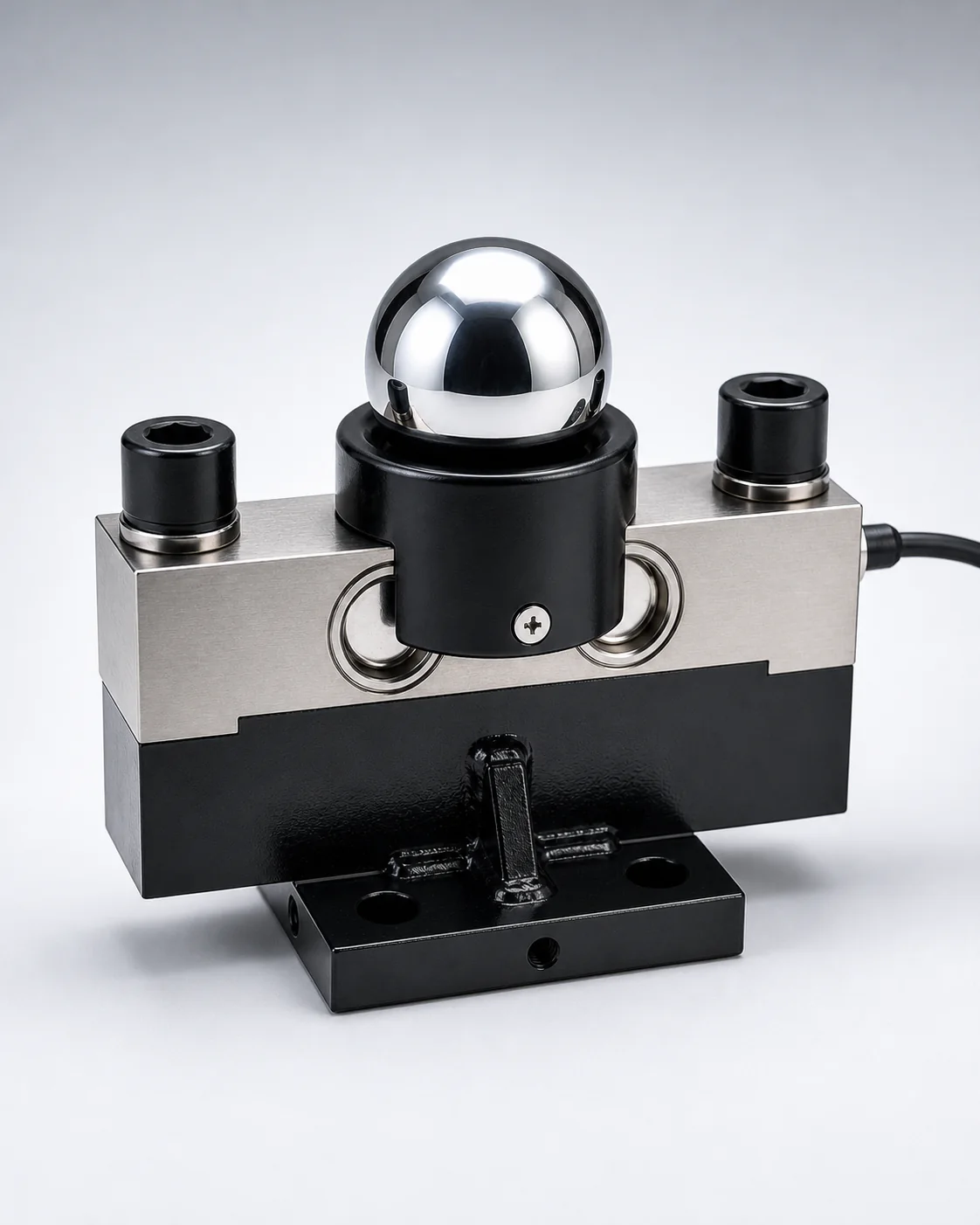 ANTORIS compression load cell on a light engineering studio background